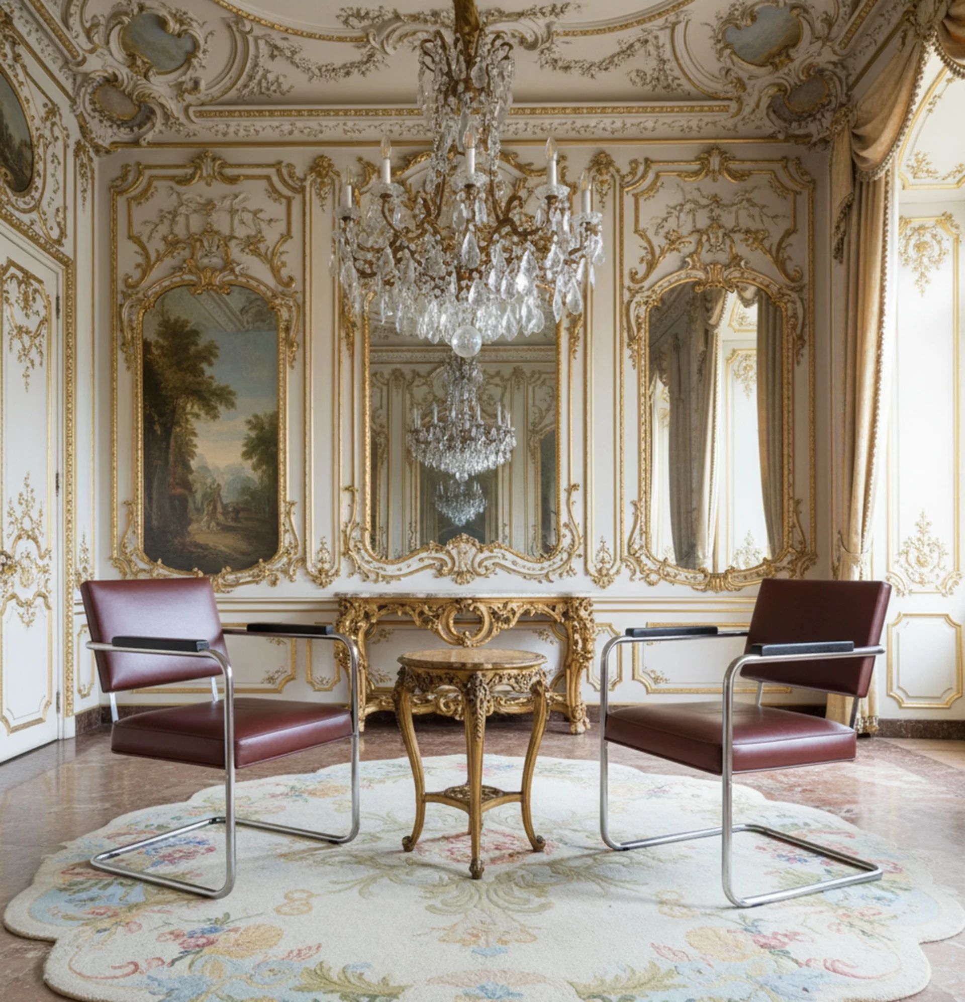 two antique chairs in an elegant room