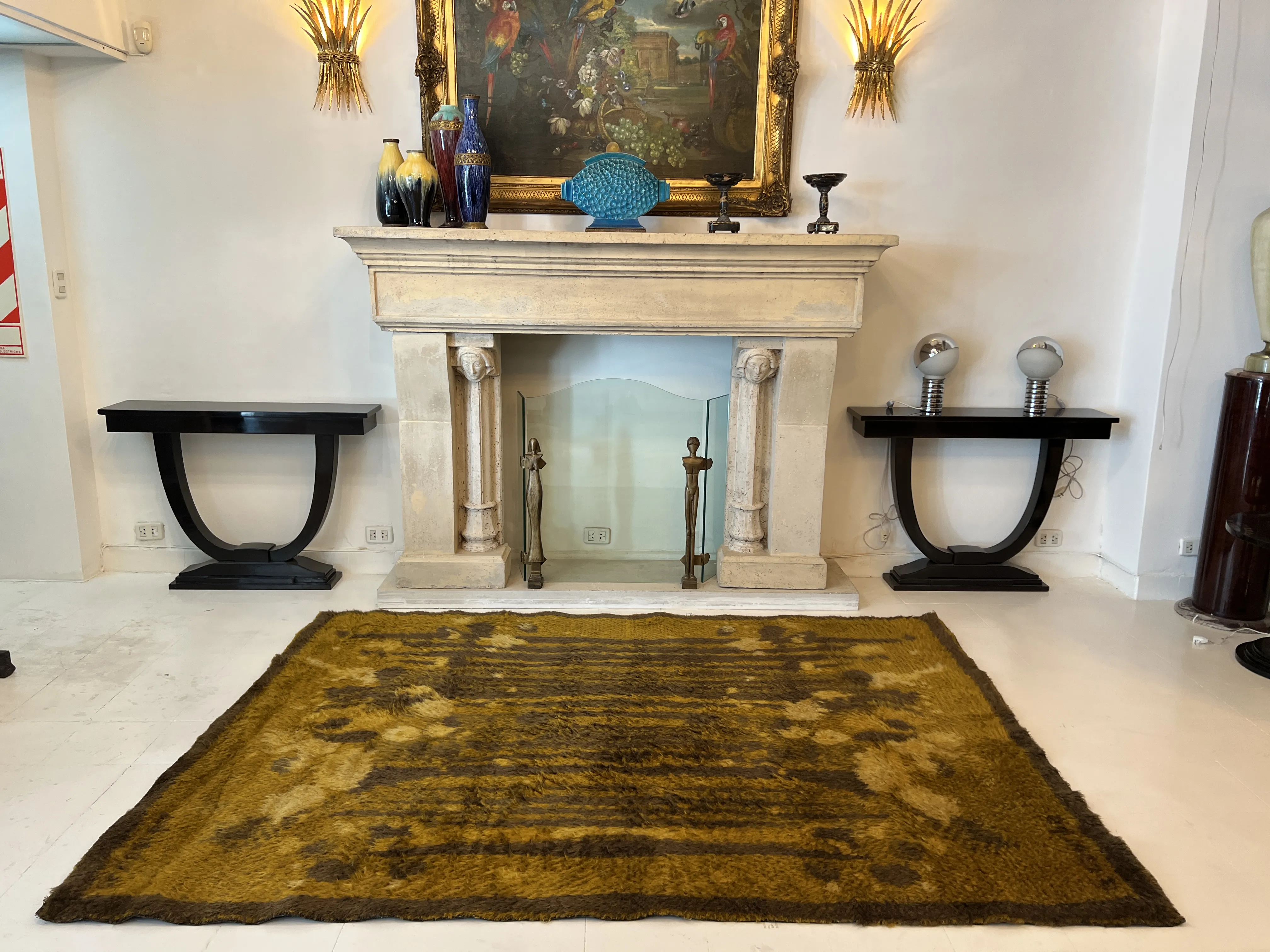 antique yellow carpet with decorative texture