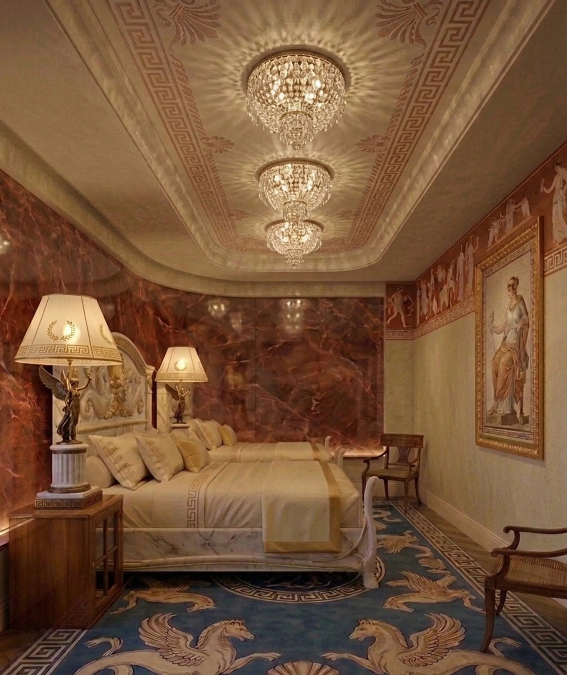 Mesas de luz antiguas con lámparas en un ambiente elegante