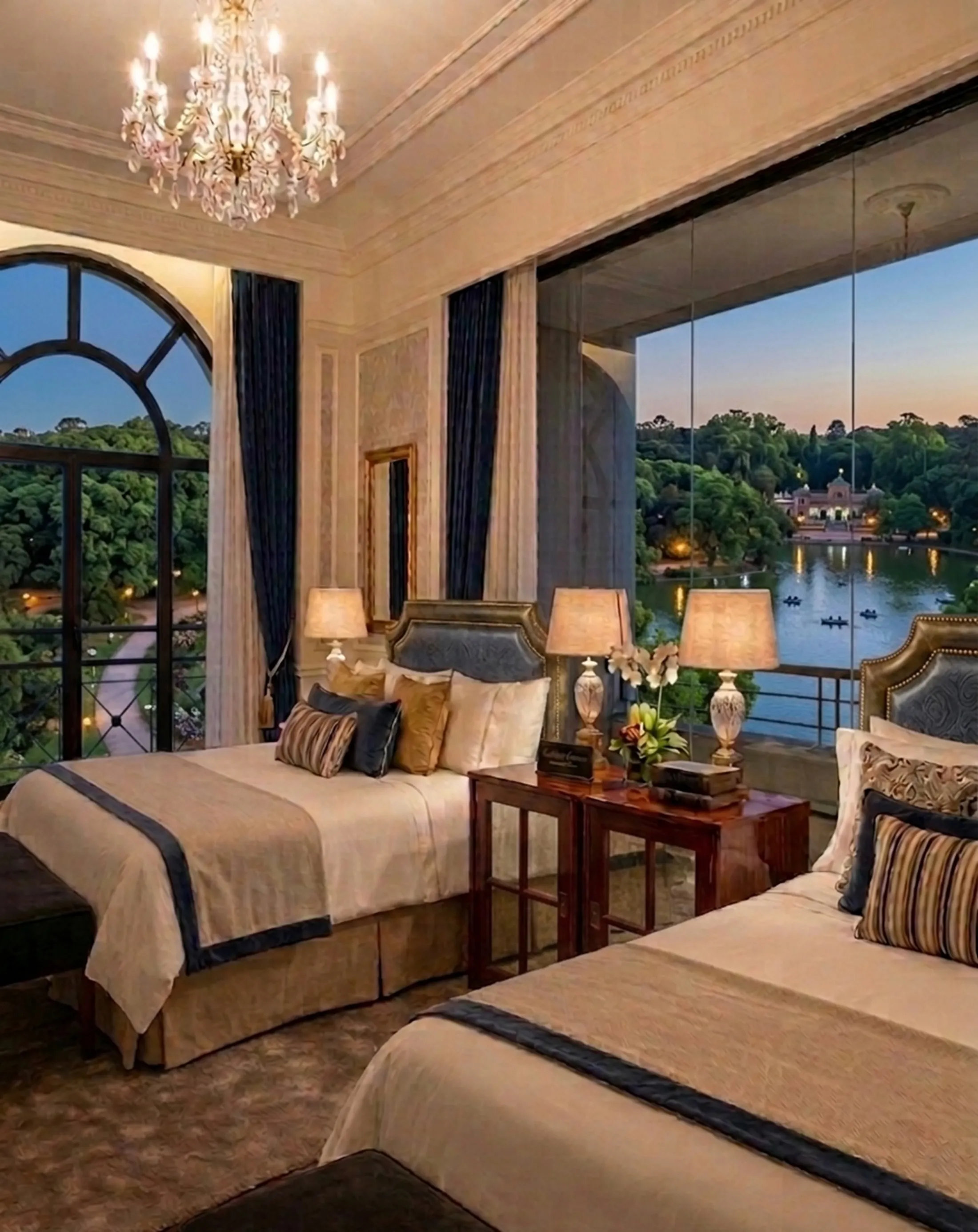 antiguas mesas de luz con acabados elaborados en un dormitorio elegante