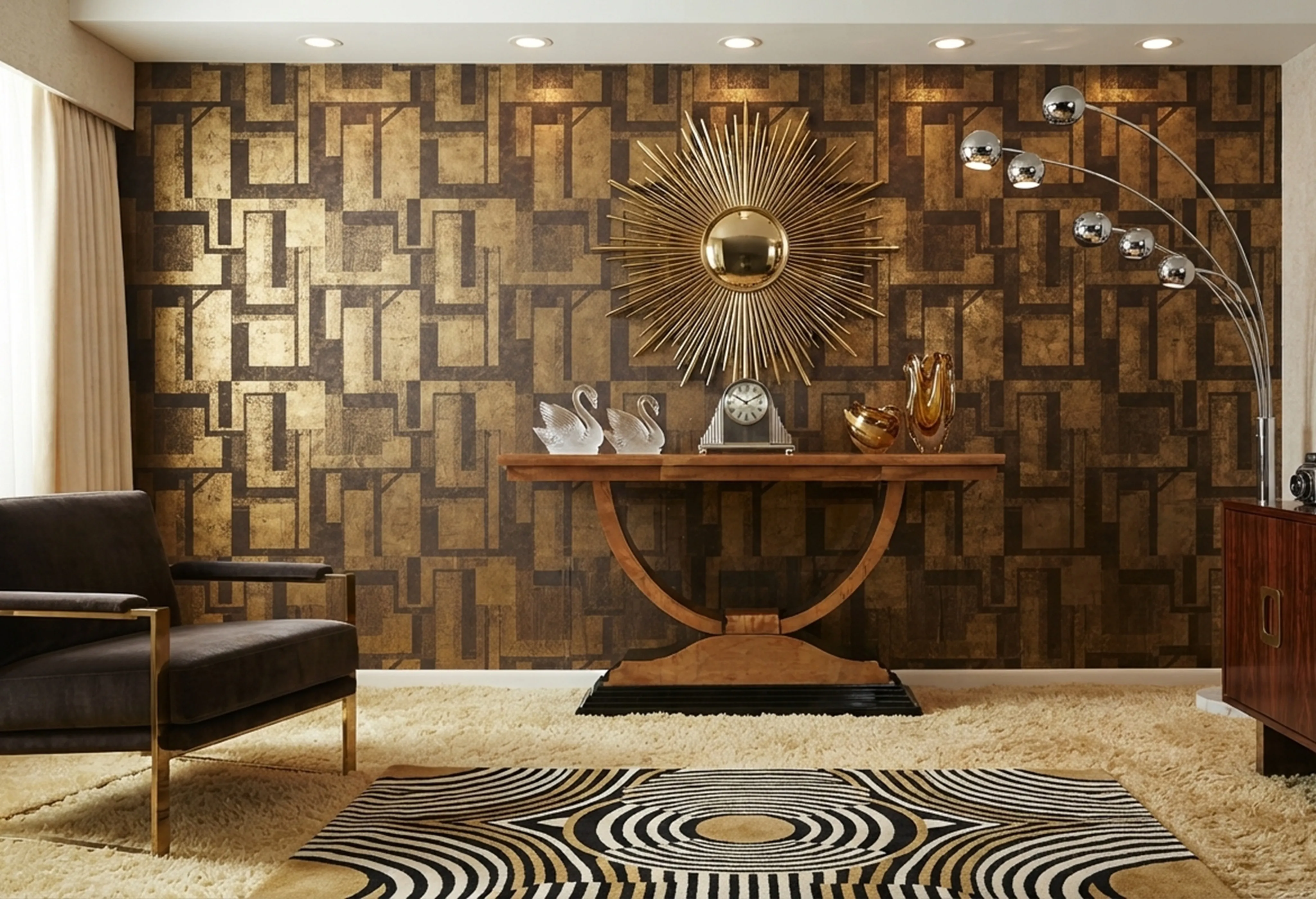 고급 장식의 콘솔 테이블이 현대 환경에