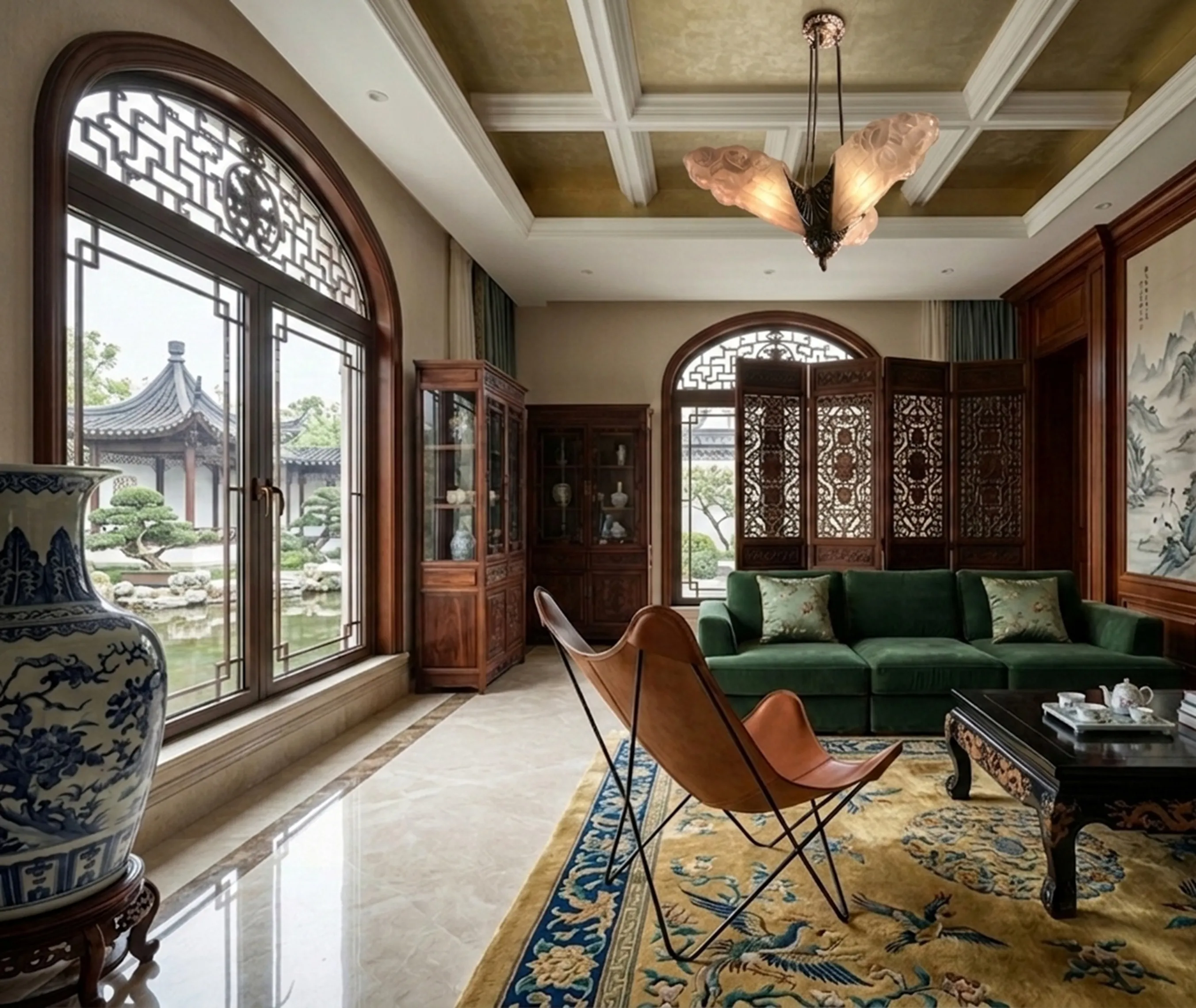 पुरानी लटकती हुई दीपक degue का एक क्लासिक और सुरुचिपूर्ण वातावरण