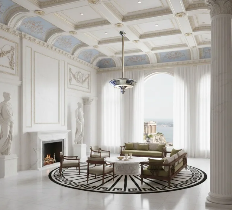 dos lámparas de techo antiguas colgando en una habitación elegante con decoración Art Deco