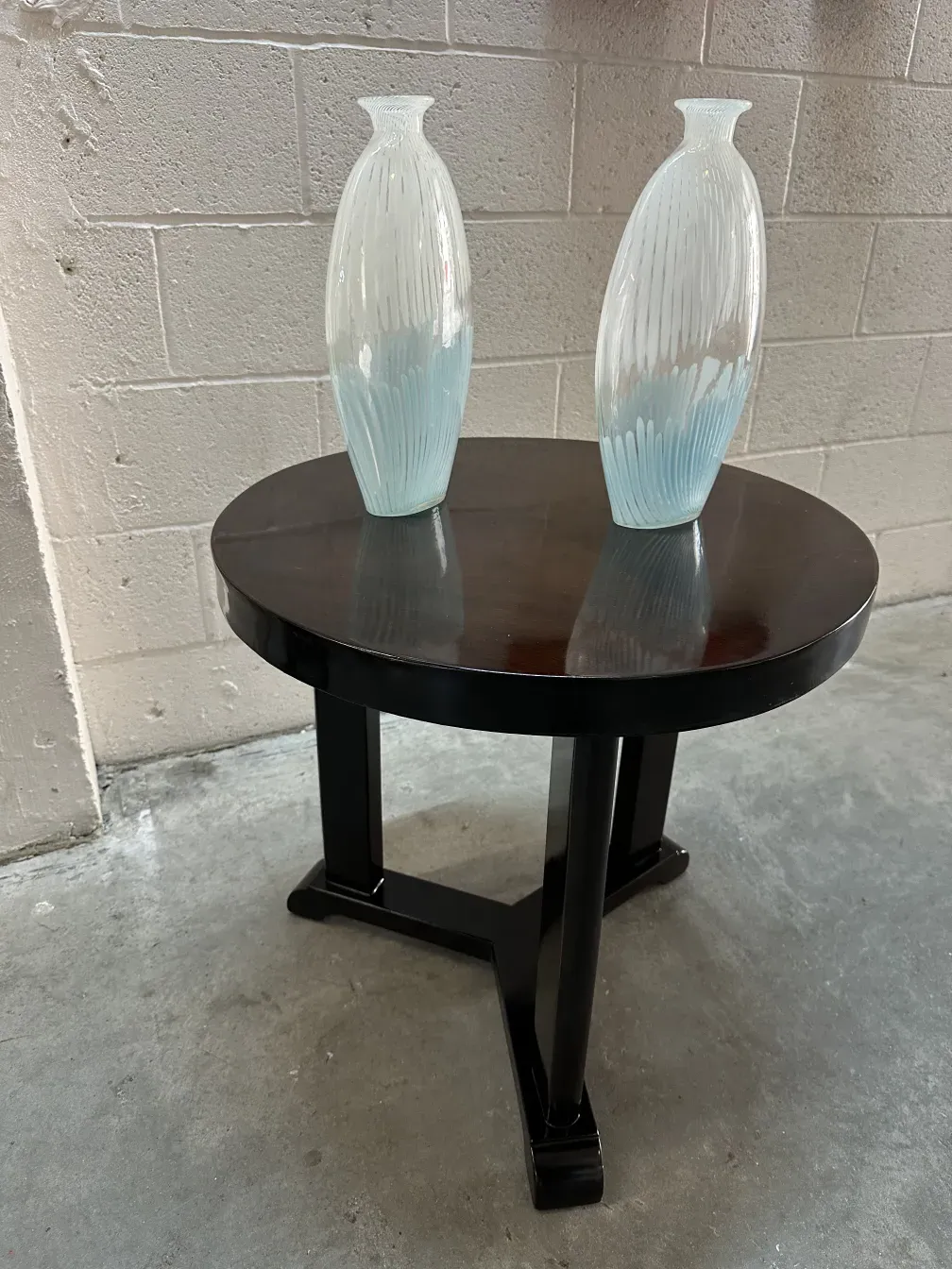 dos floreros antiguos murano con acabado cristalino