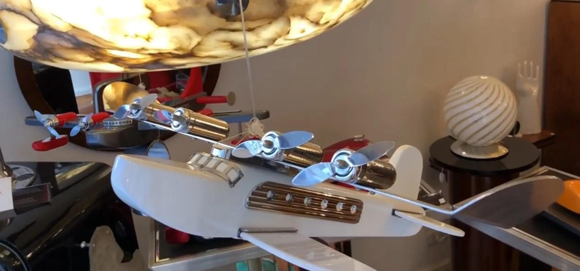 decorative antique aircraft with propellers and details