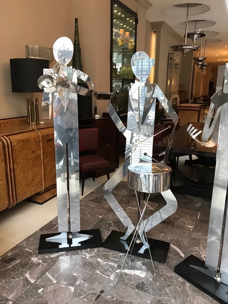 sculptures of a music band by designer in an elegant setting