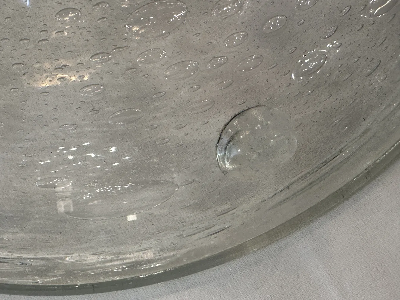 Antique glass dish with bubbles and Schneider signature