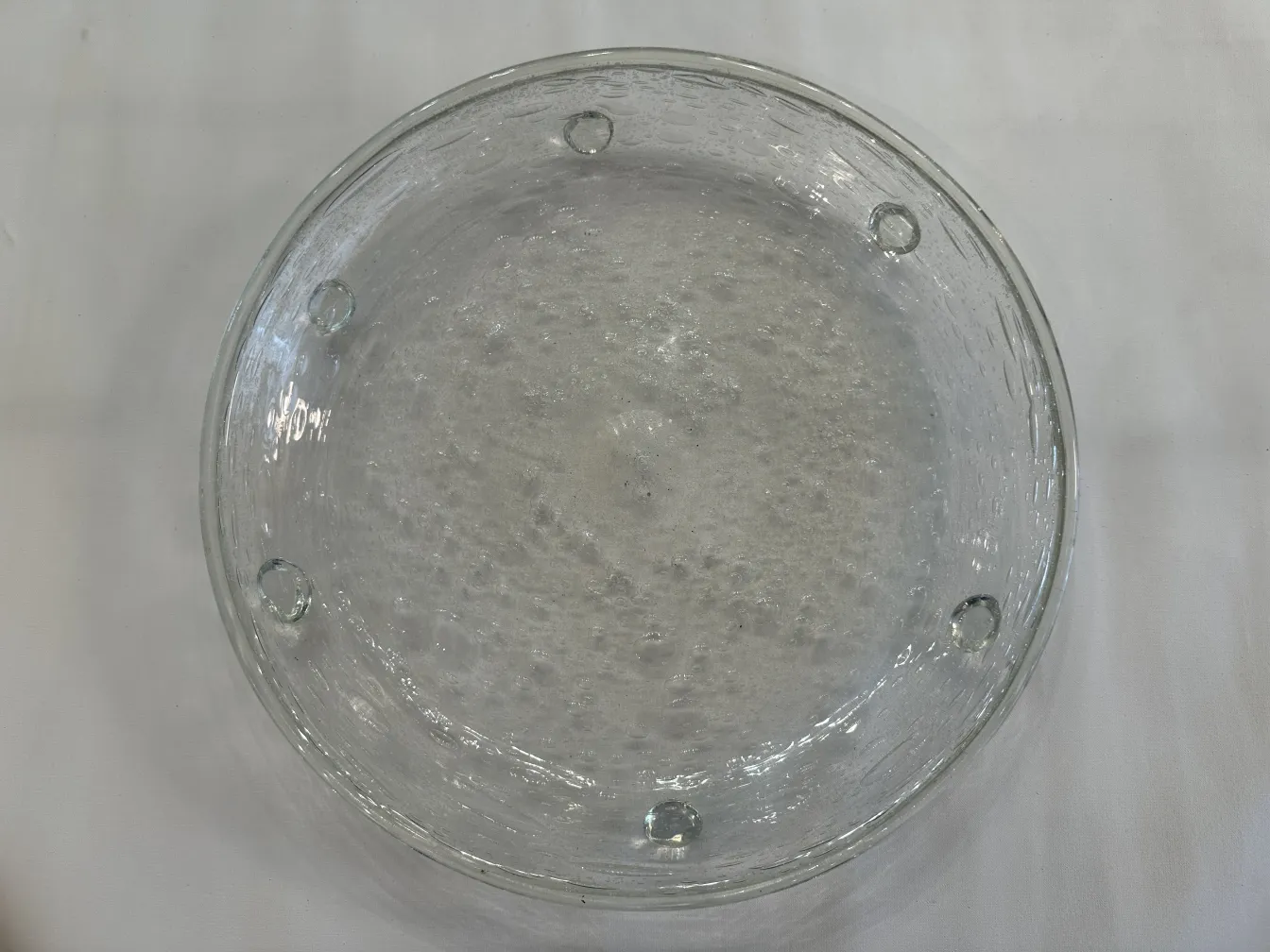 Antique glass dish with bubbles and Schneider signature