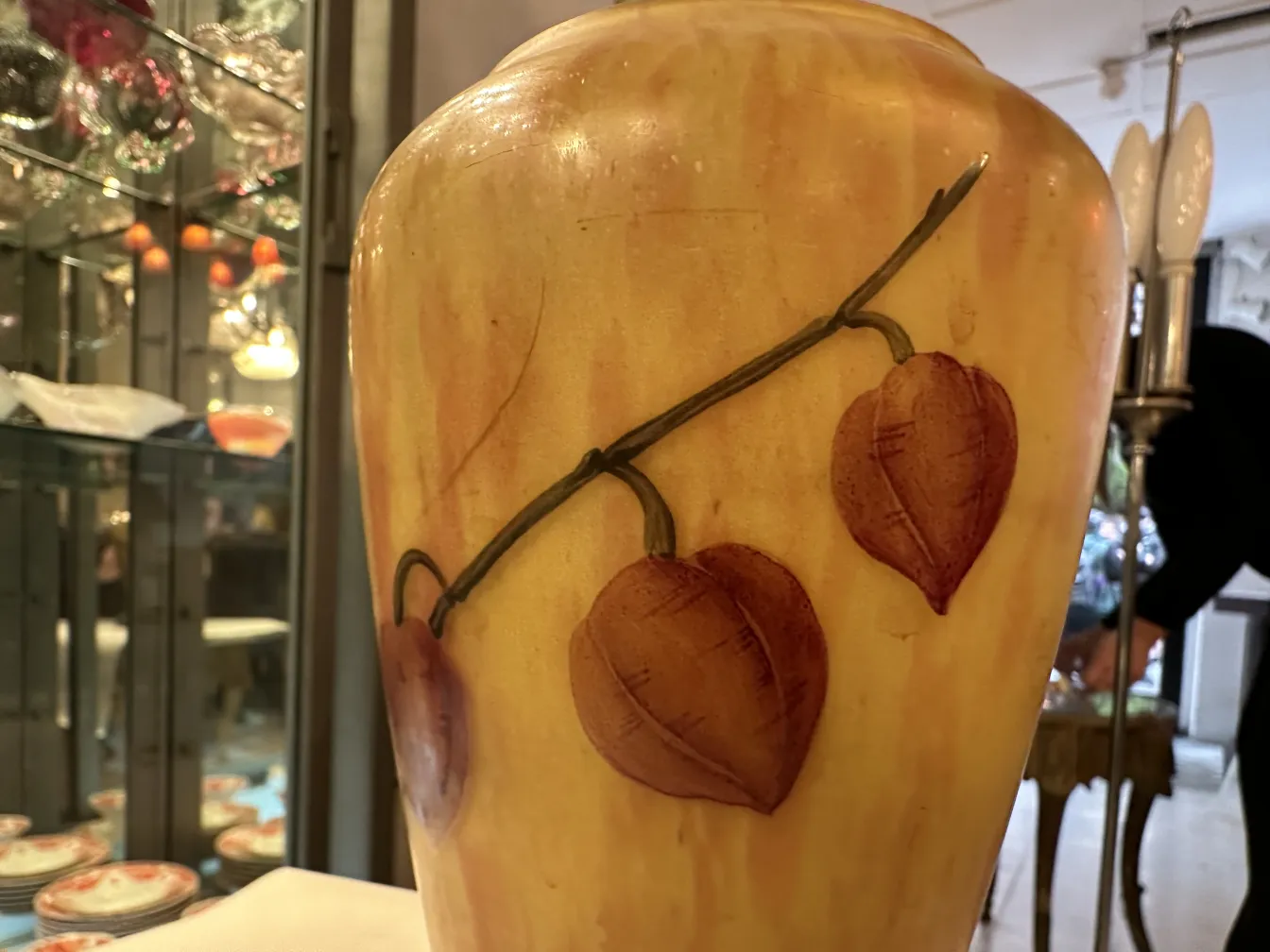 Antique vase adorned with branches and leaves, Lorrain.