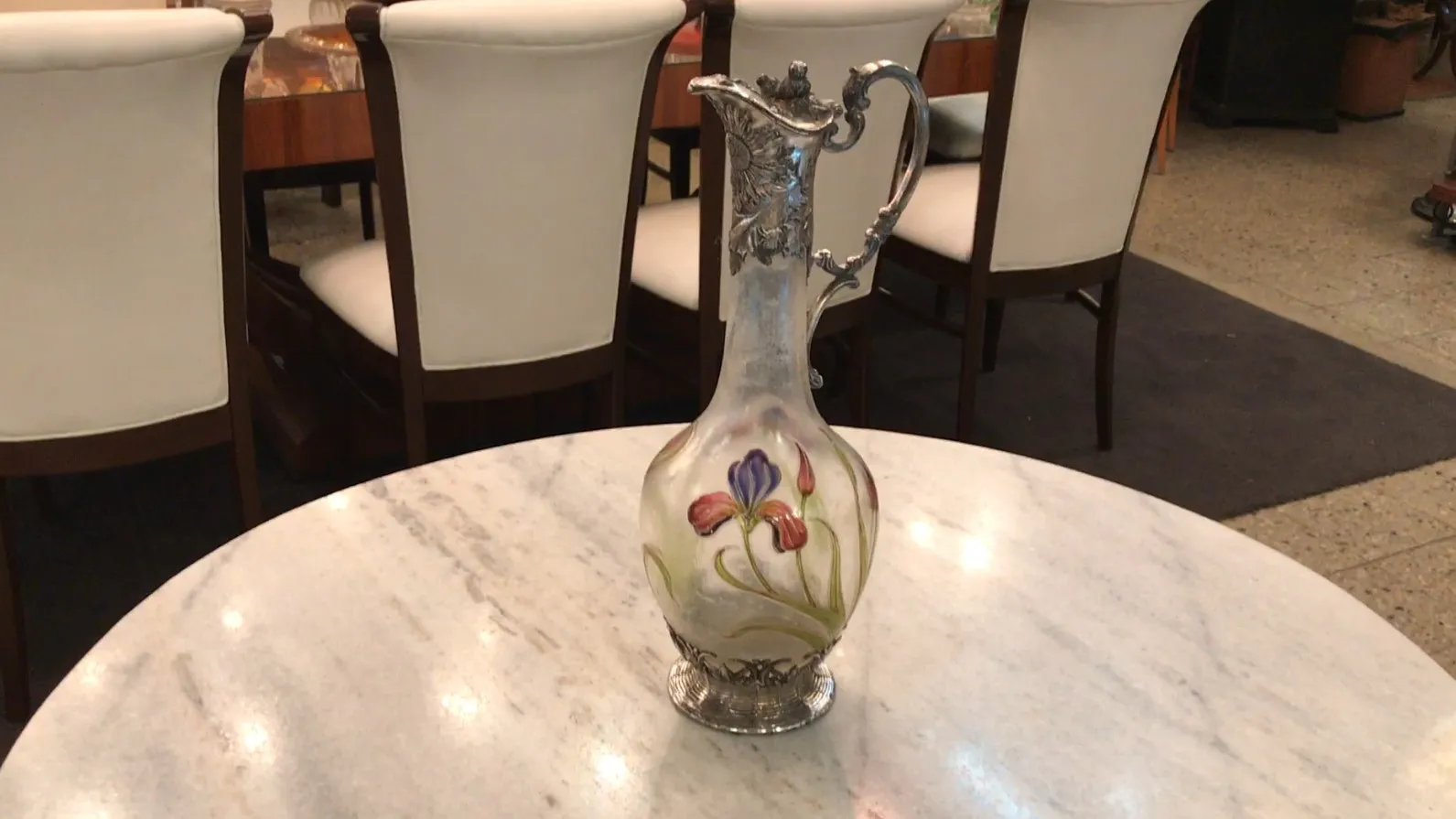 Elegant antique WMF jars decorated with flowers