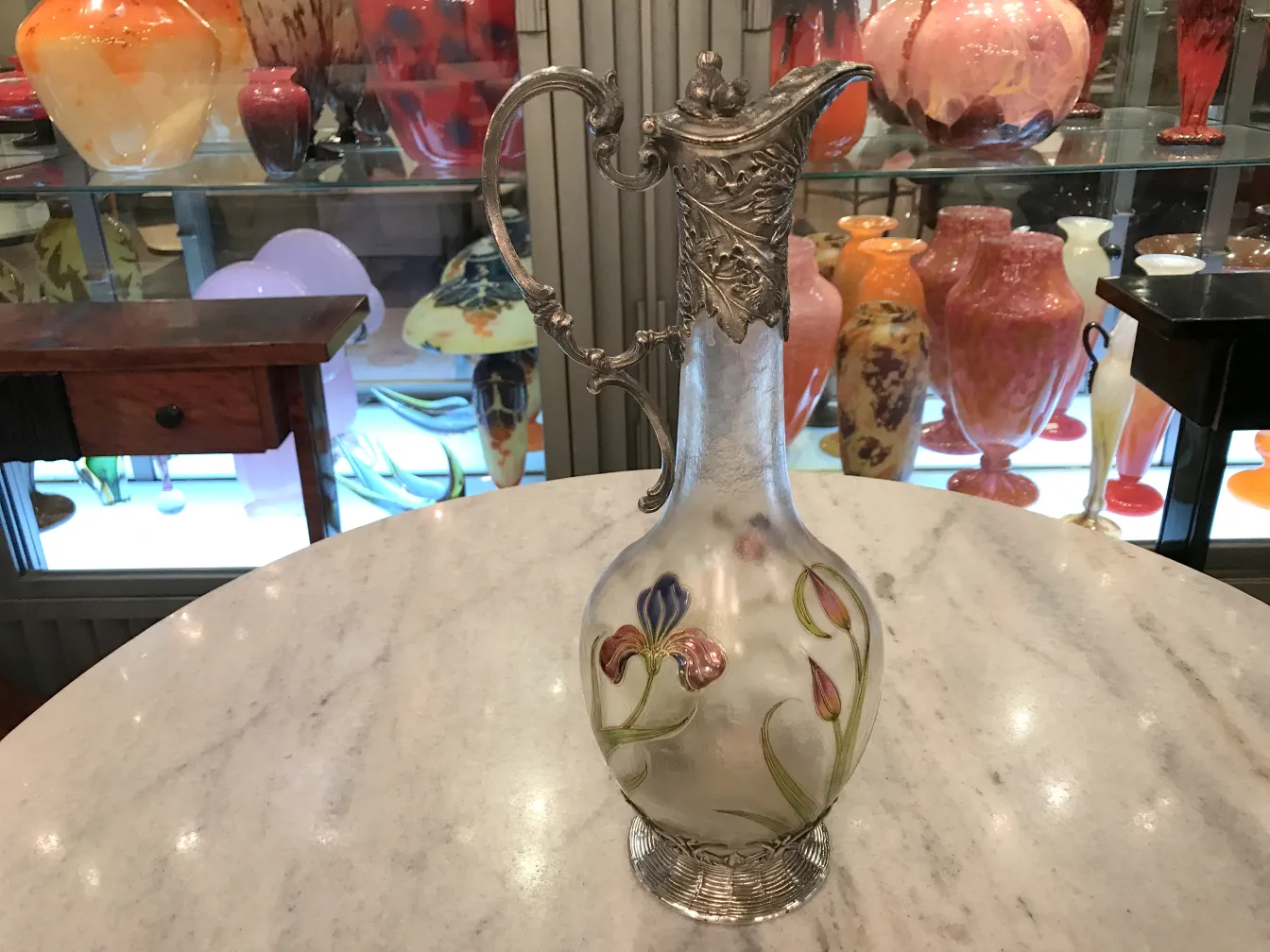 Elegant antique WMF jars decorated with flowers