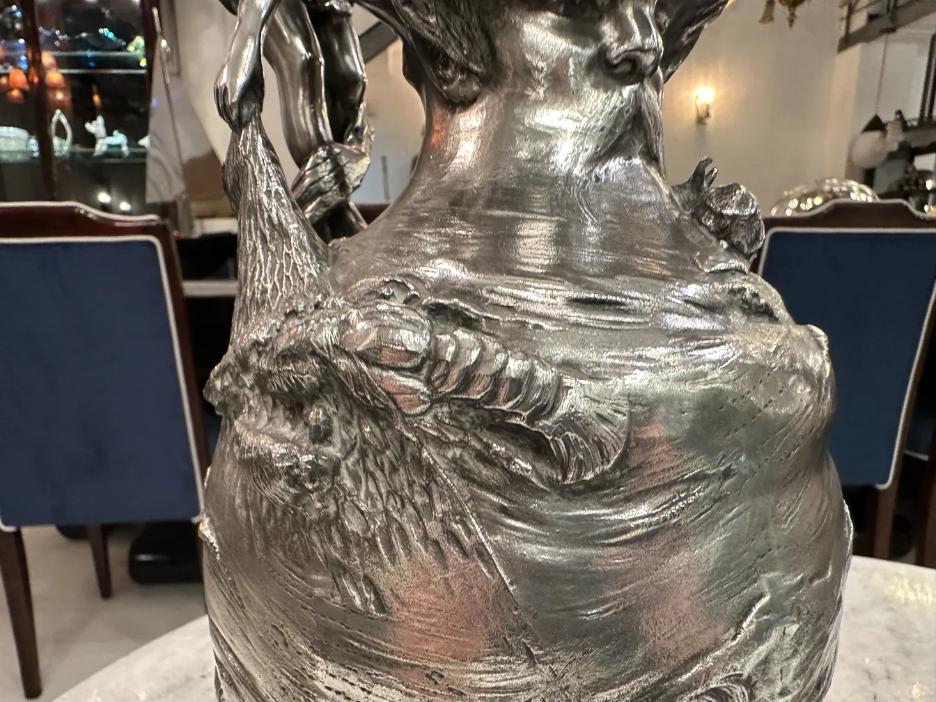 antique WMF jar with curvy design and figure