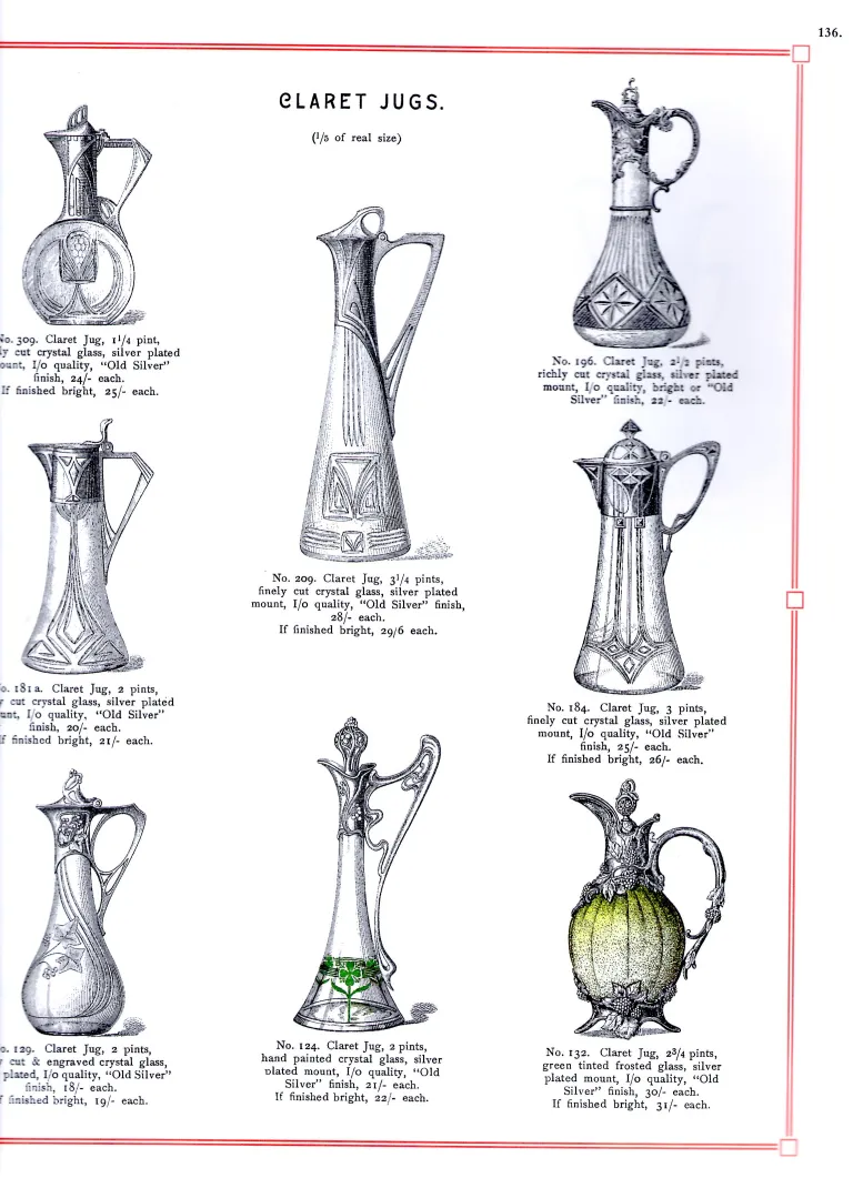 antique jugs WMF in various shapes and sizes