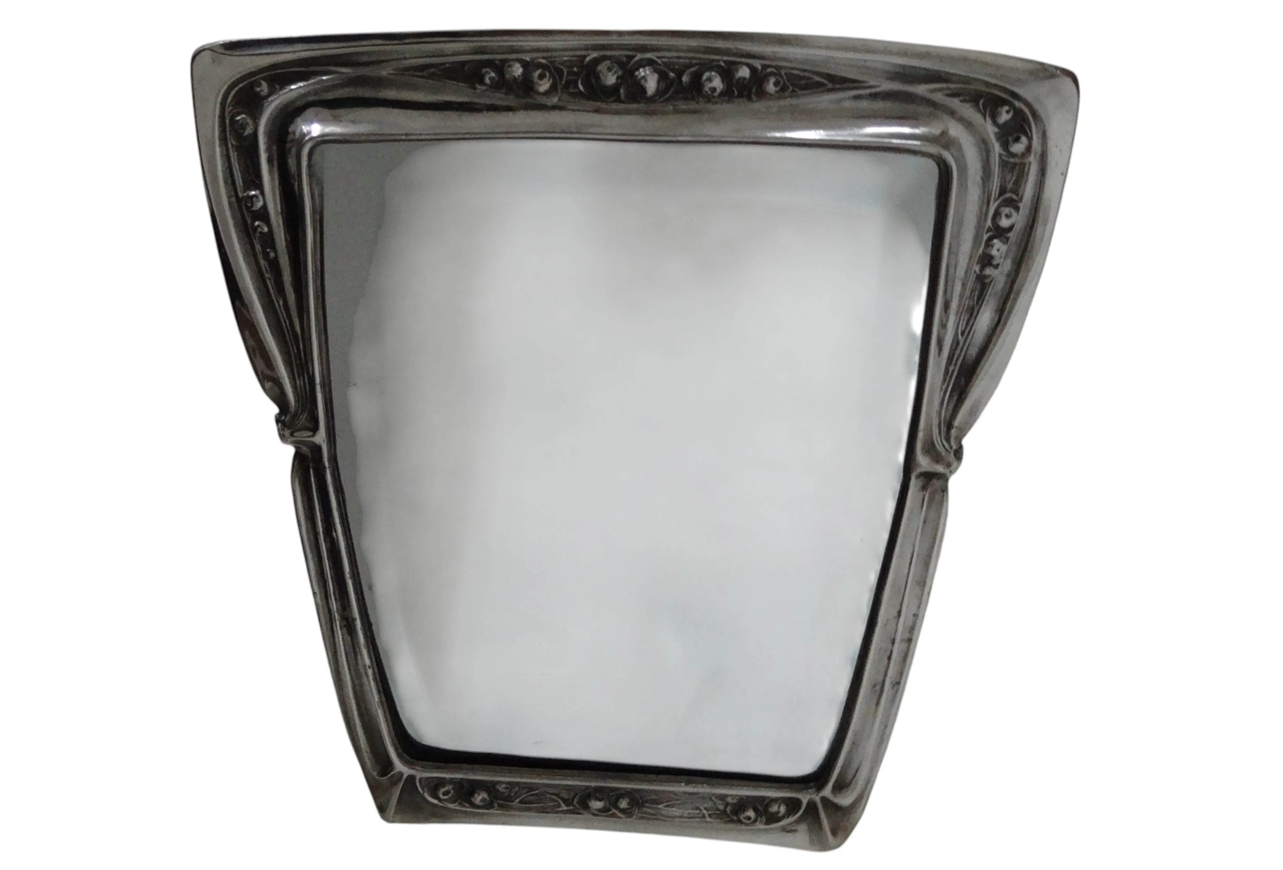 Decorative antique mirror with stylish edges, shiny finish.