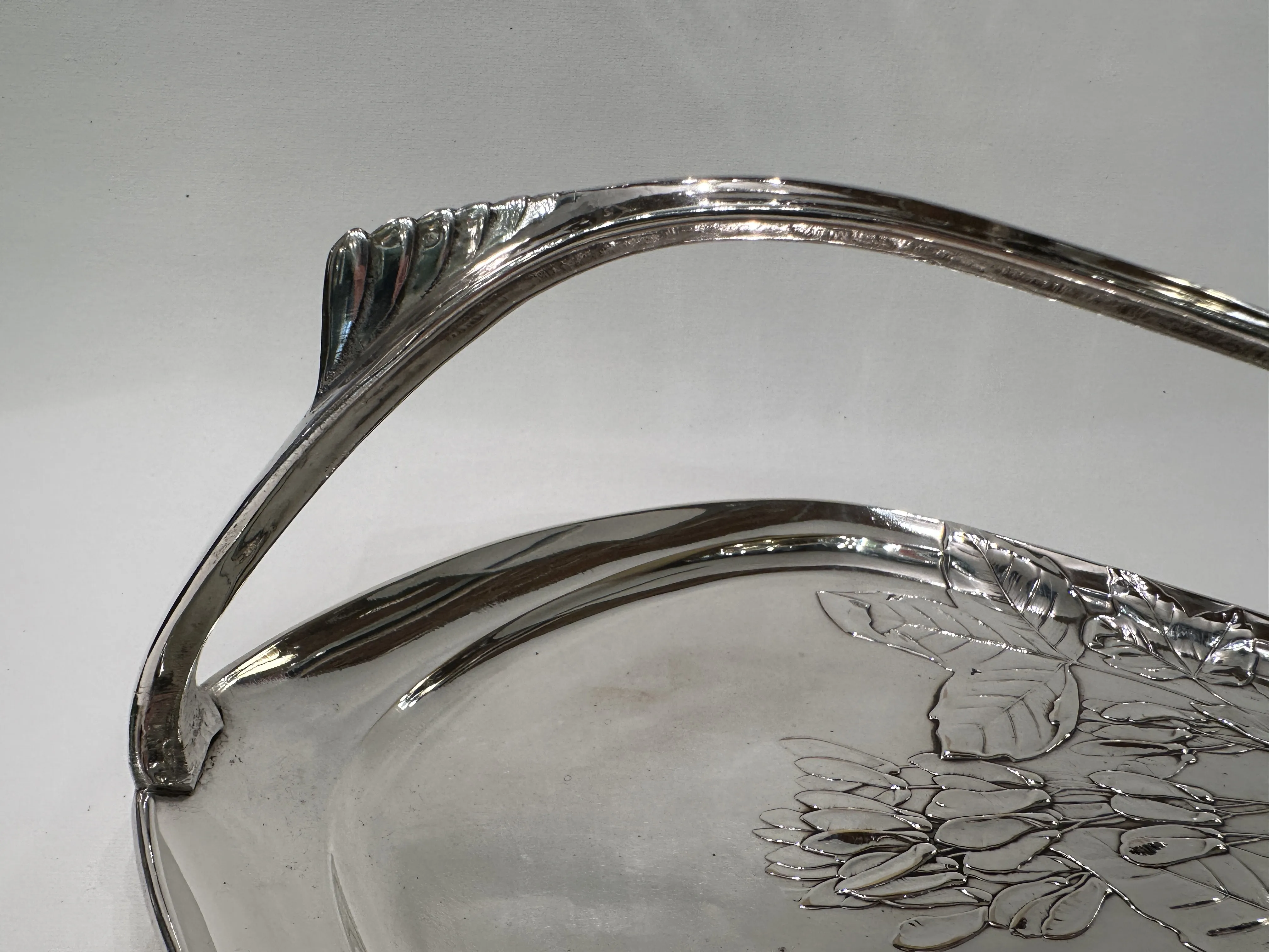 antique card tray WMF with elegant handle and floral design