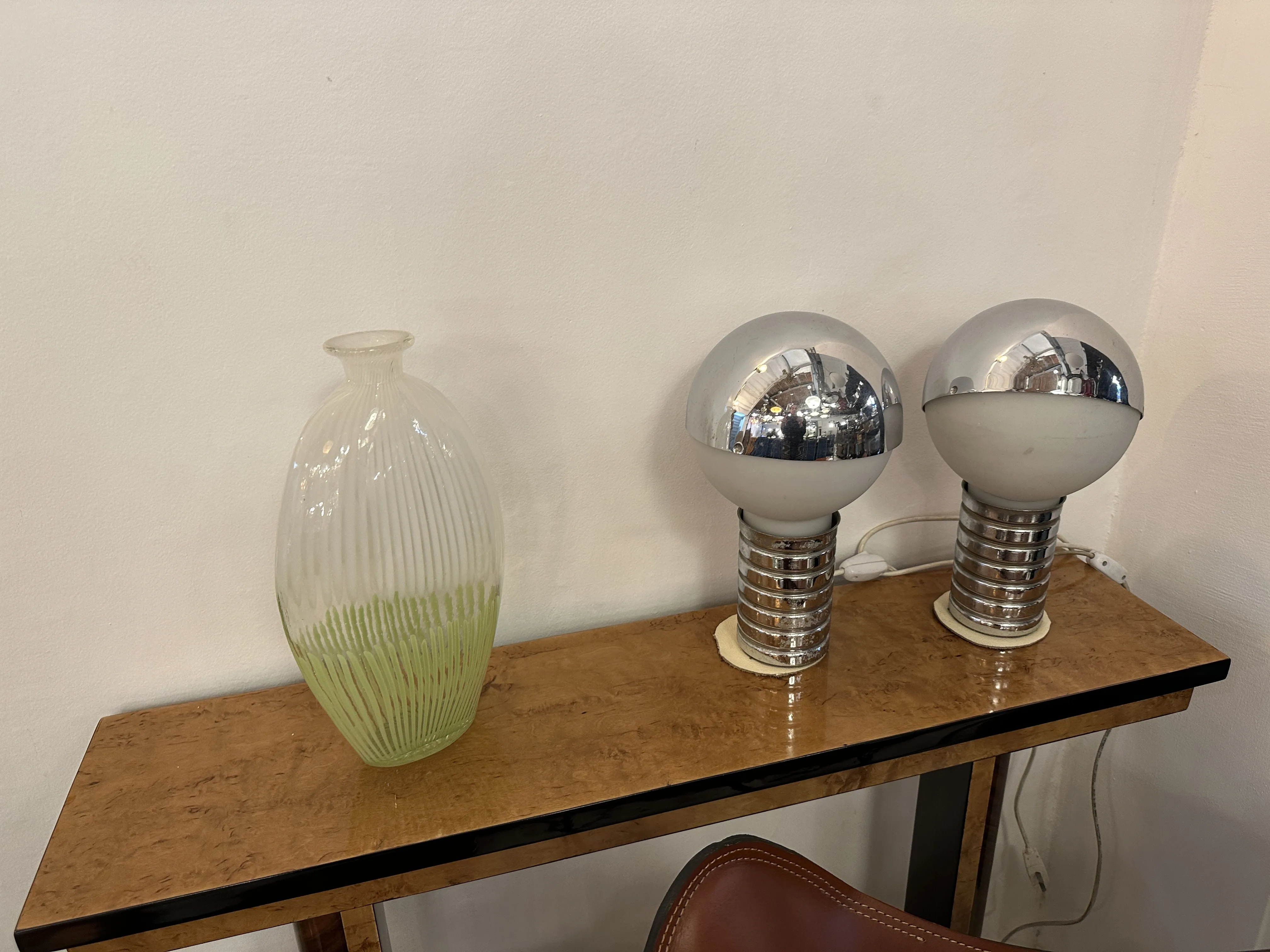 vase murano avec motif rayé en tons de vert