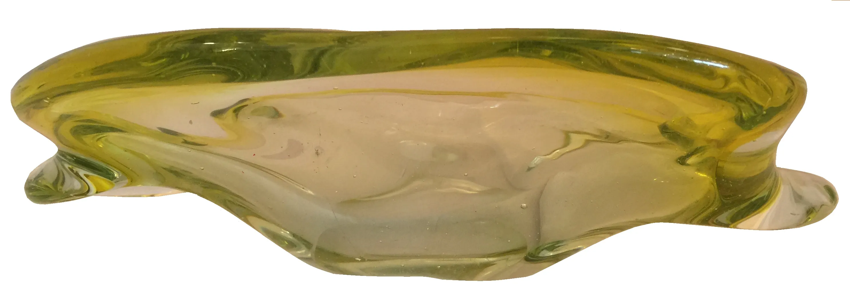 peça decorativa de cristal de murano amarelo claro