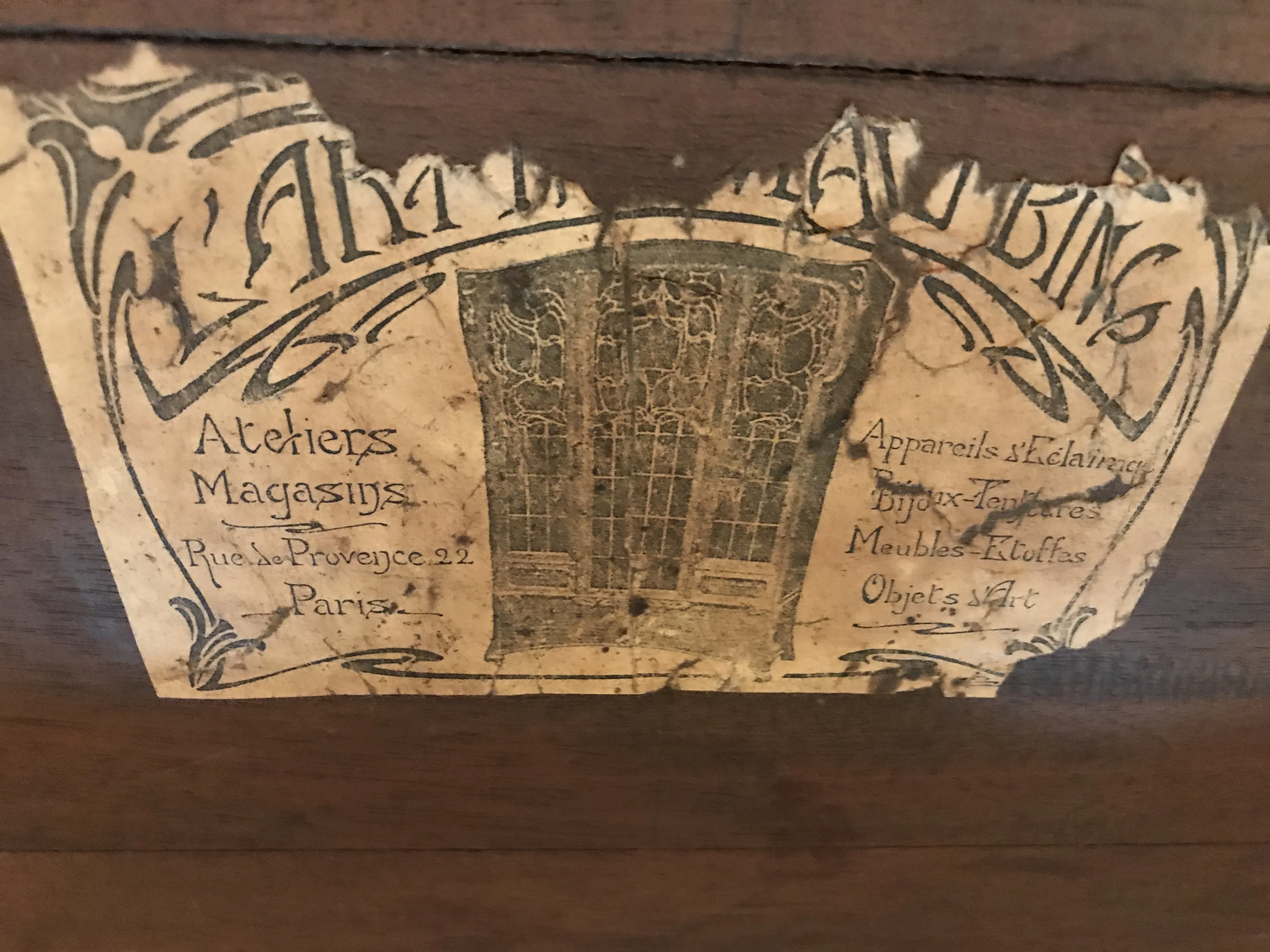 selo antigo L'art Nouveau Bing Atelier Magasins com detalhes artísticos