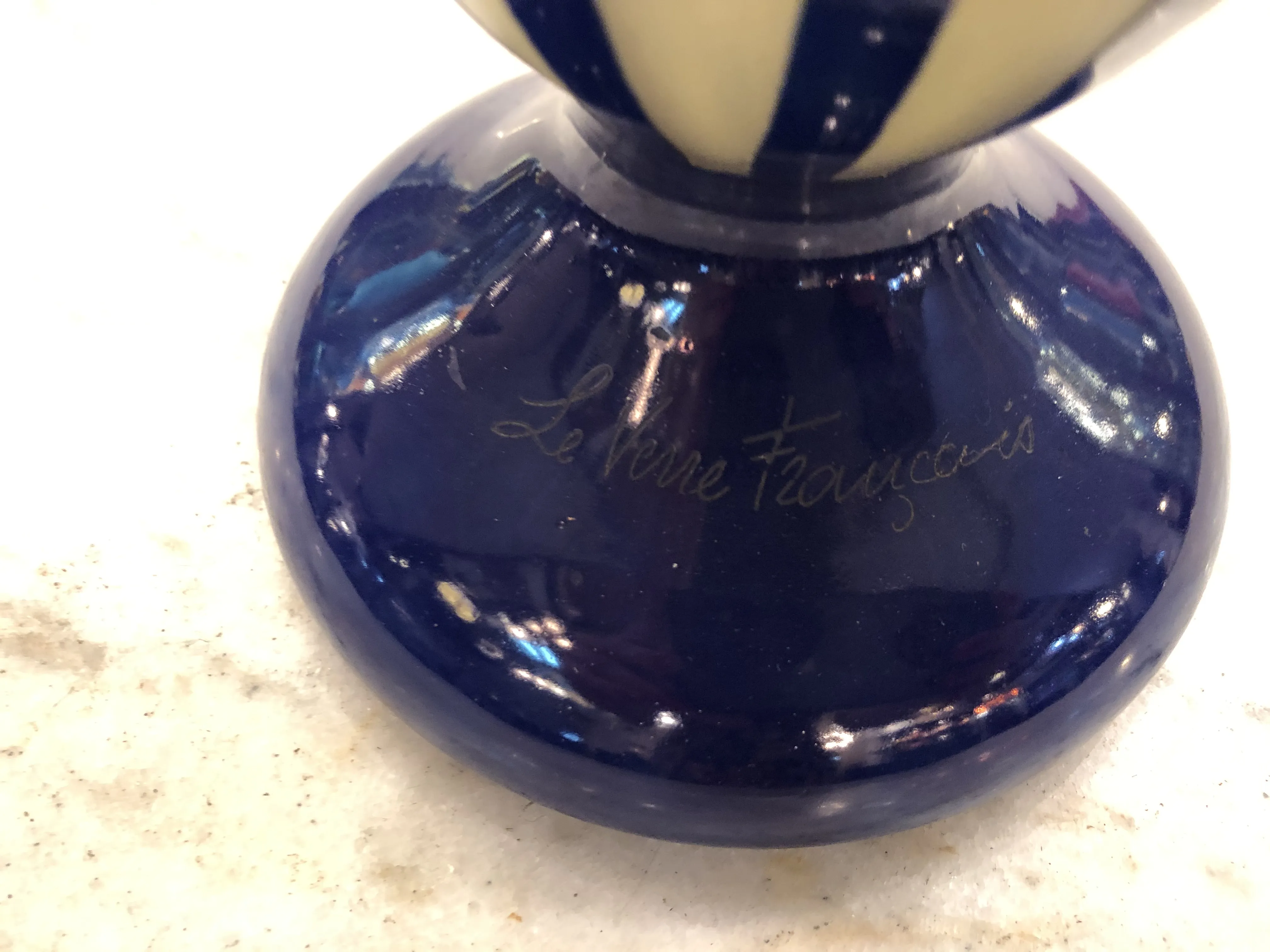 古董印章 le verre francais 带蓝色底座