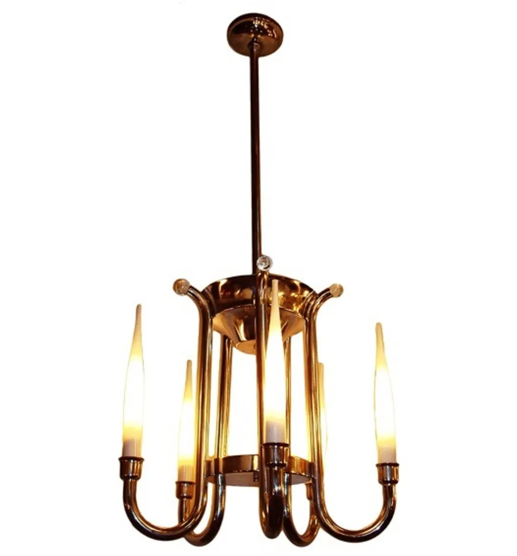 Antique hanging lamp with candle-like lights, elegant design