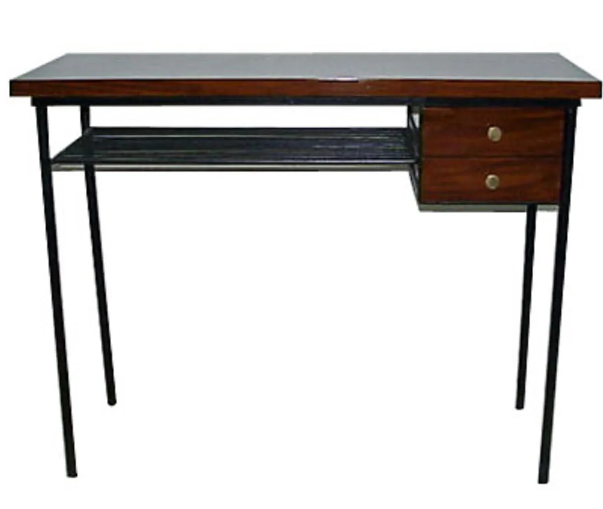 antique console with black frame and two drawers