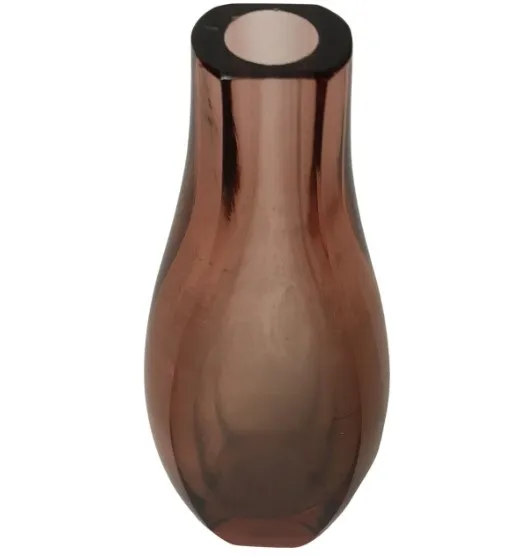 Elegant Murano vase, brown, wide opening, displayed on a table