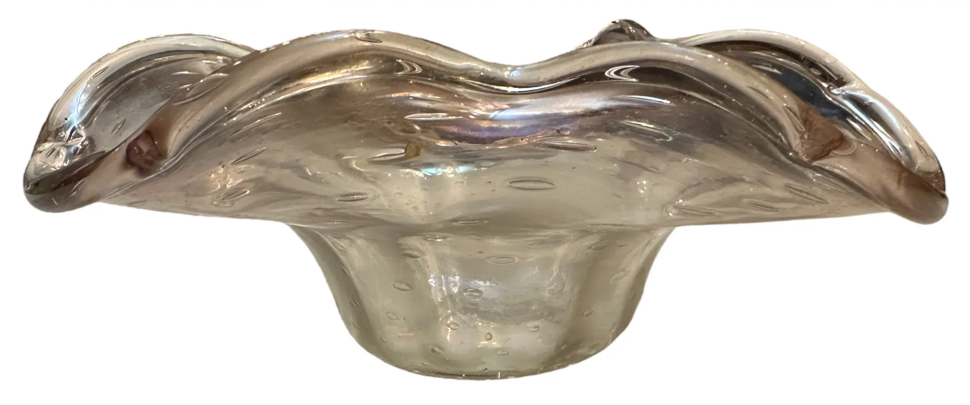antique murano glass with wavy and smooth shape