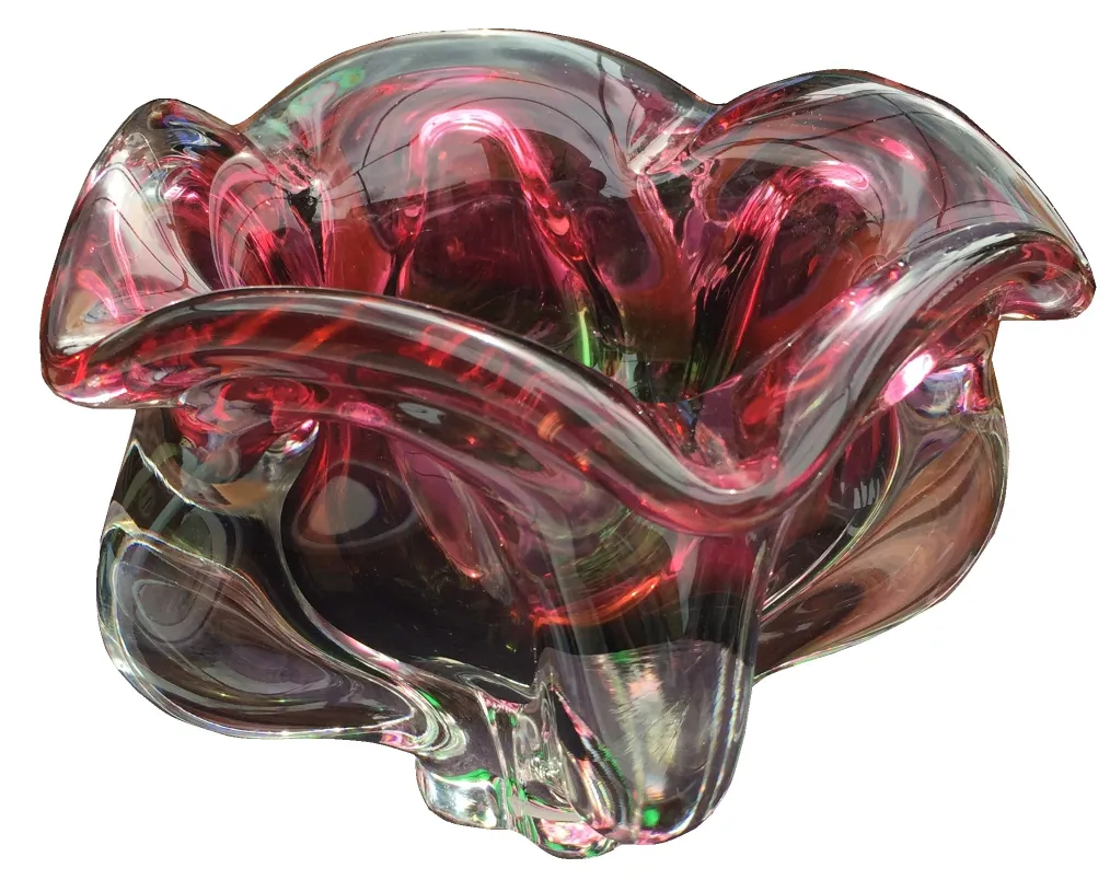 antique murano glass vase with colorful design