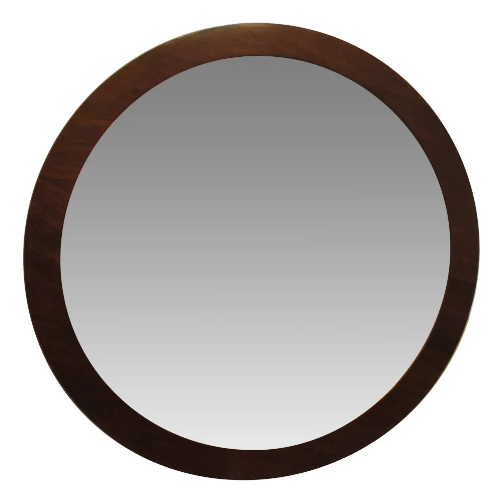 antique round mirror with a dark frame