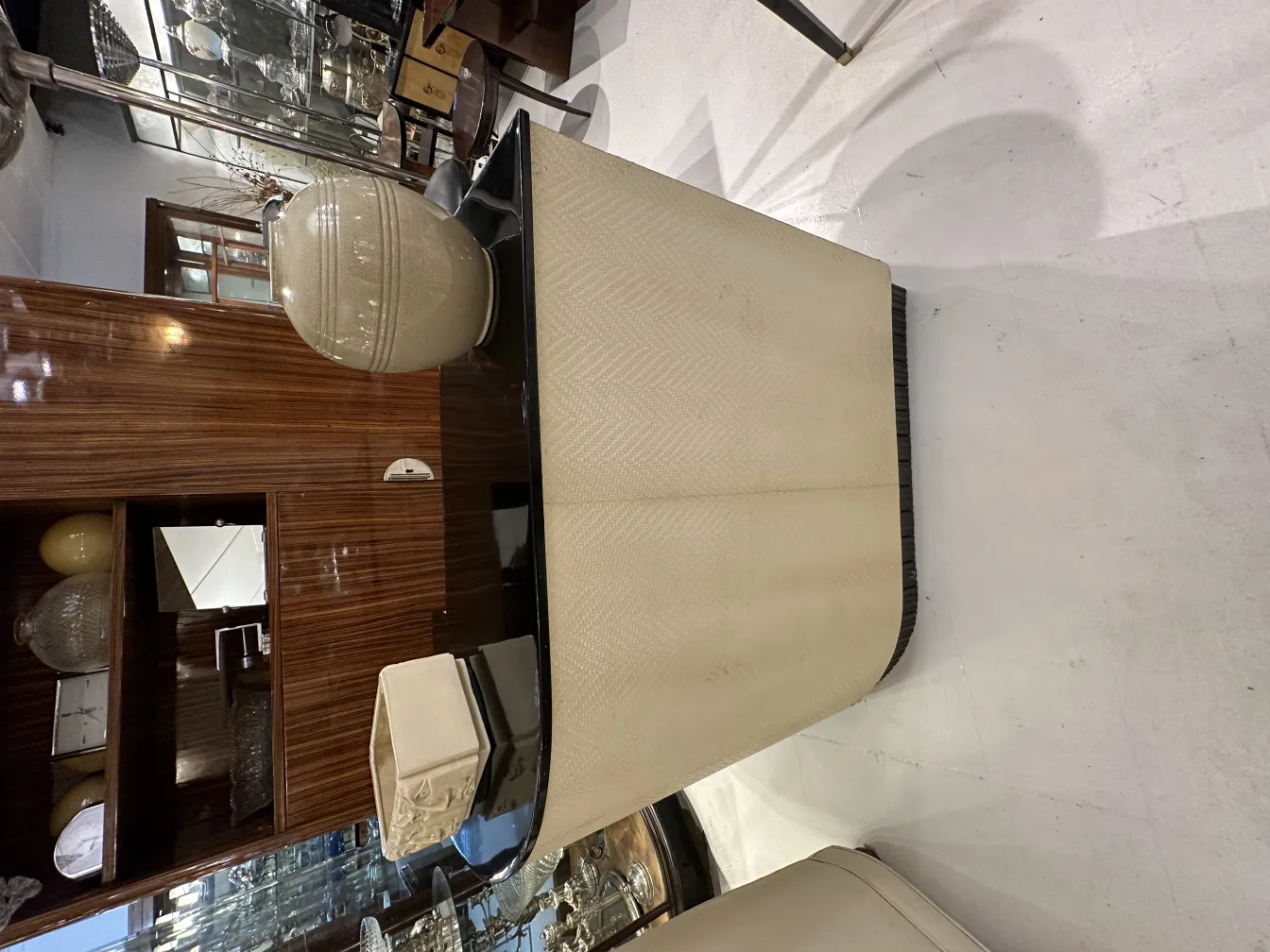 Antique decorative ceramic with artisan design in an elegant setting.