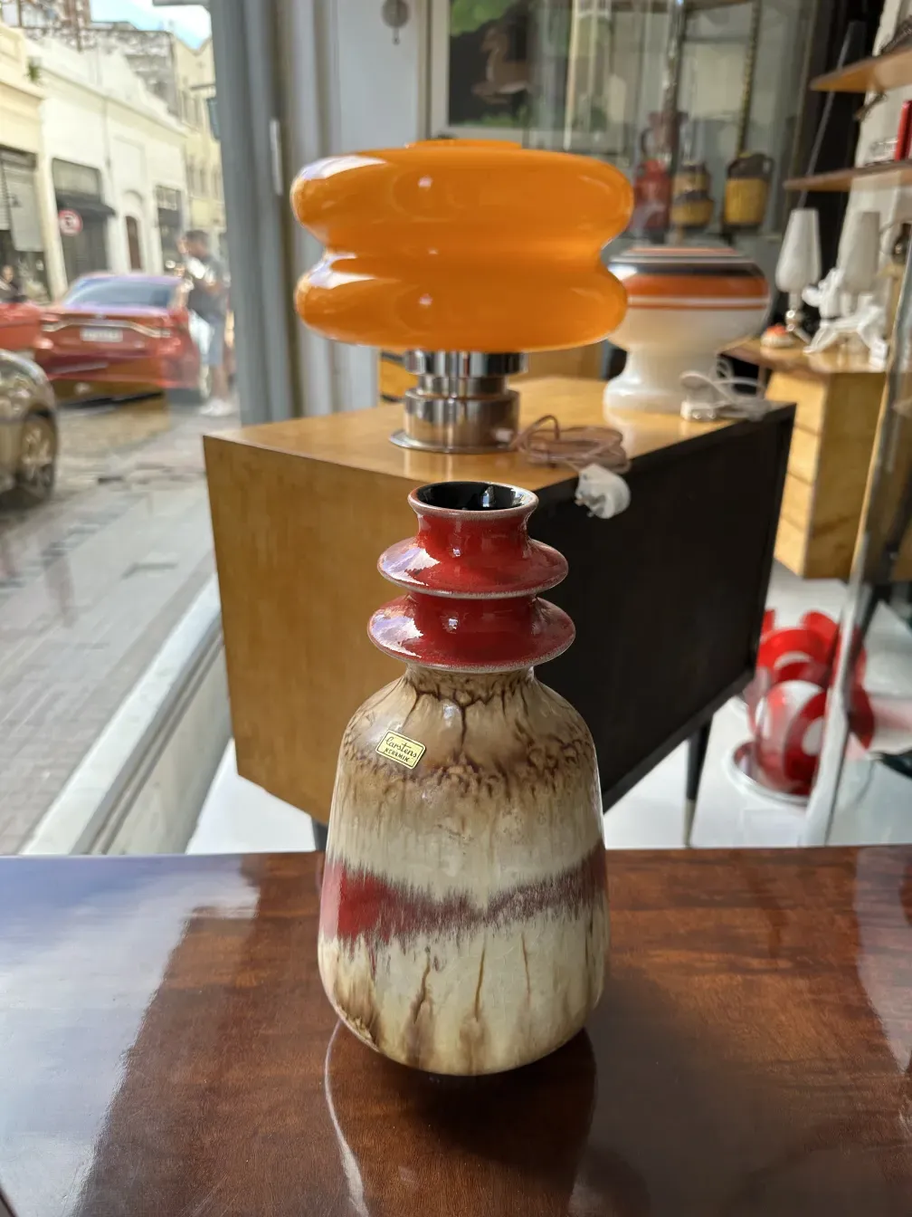 Antique ceramic by Carstens Tönnieshof in brown and red hues.