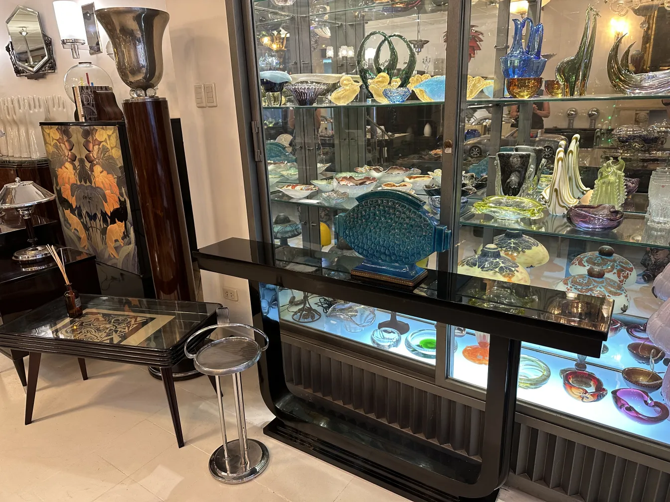 Antique decorative ceramic in display with vibrant colors