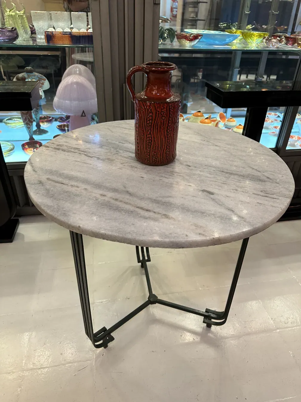 Antique decorative ceramic on modern round table