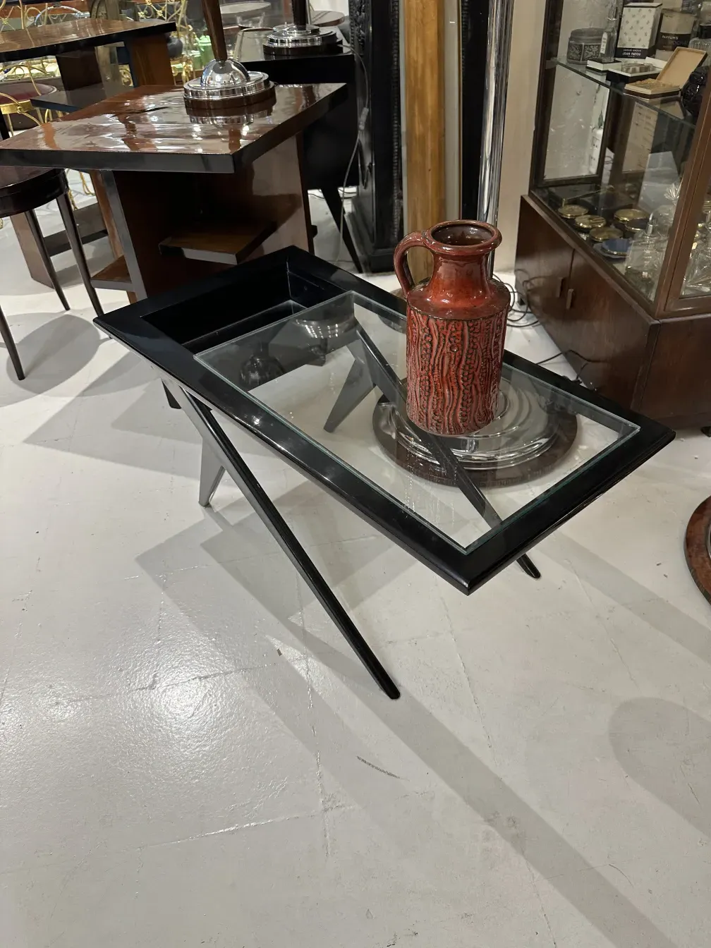 antique ceramic vase with red patterns, decorative