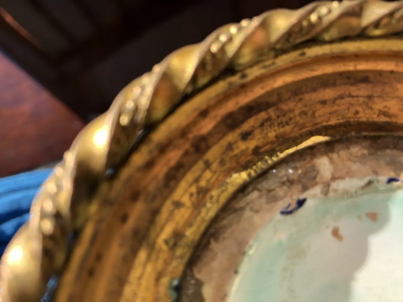 antique ceramic with golden details and unique texture