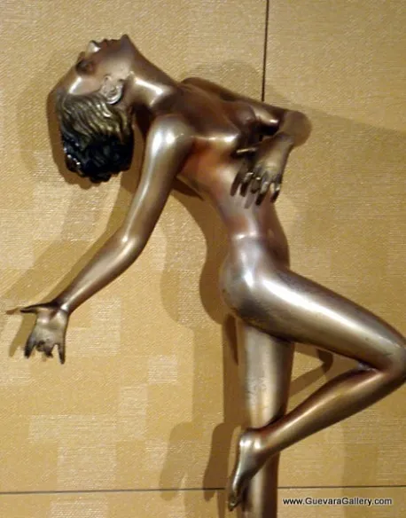 Ancient sculpture of a human figure in a dynamic pose