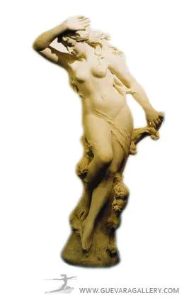ancient sculpture by A. Piazza, elegant female figure