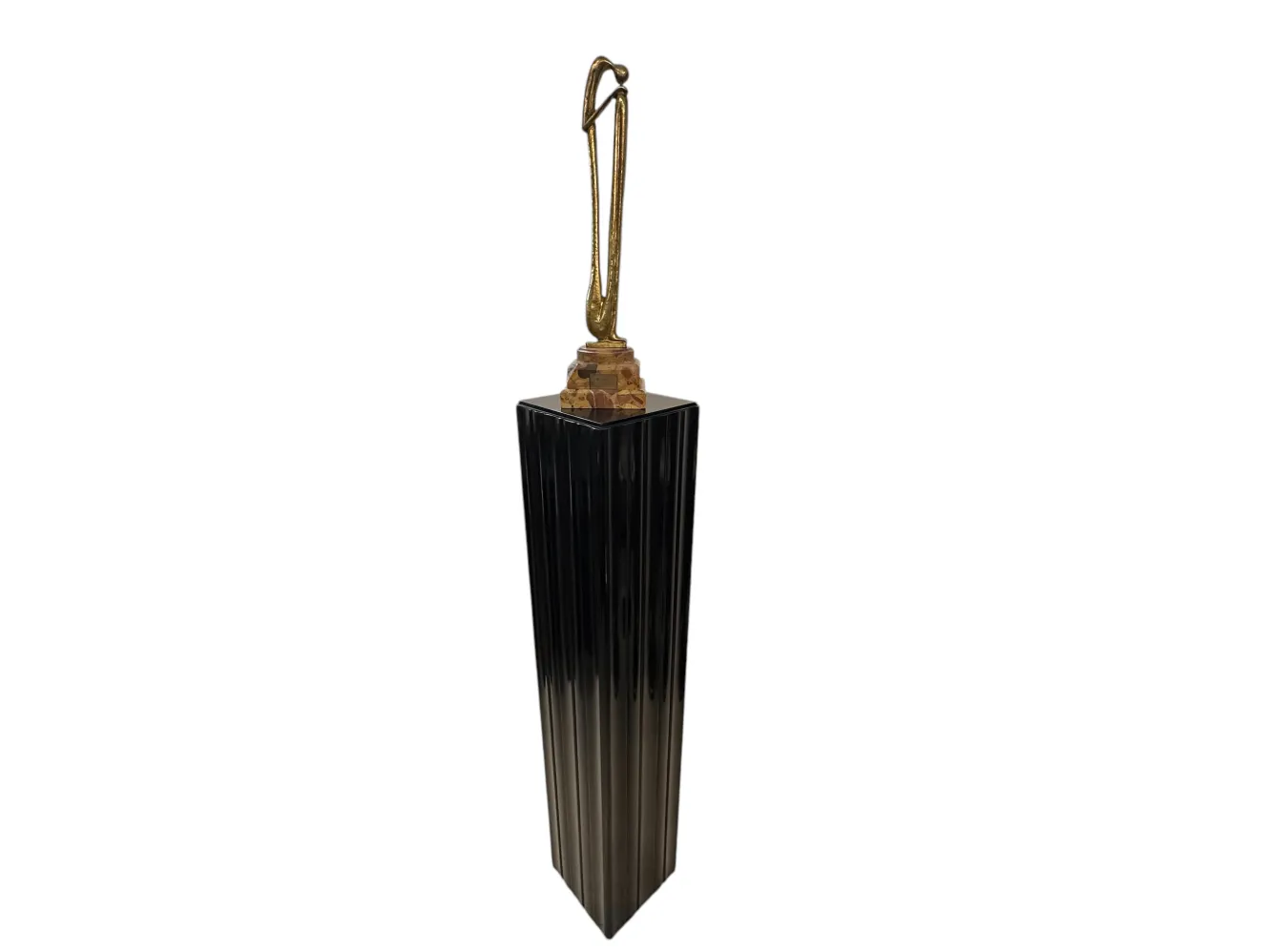 Antique decorative column with golden base, perfect for elegant spaces.