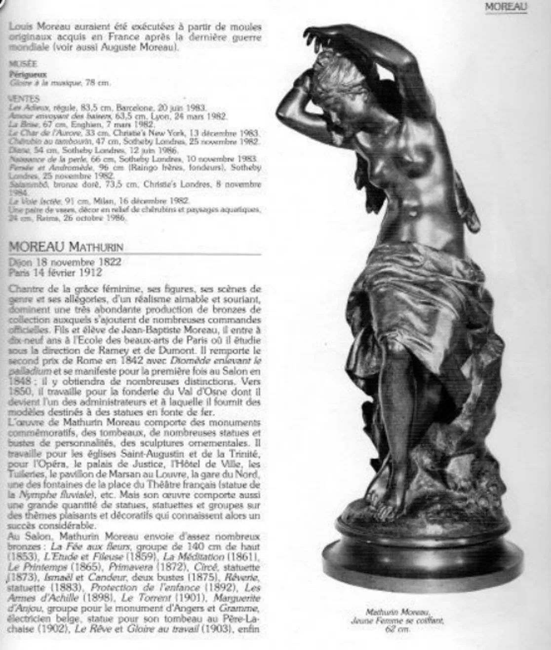 antique sculpture of a female figure with flowing dress