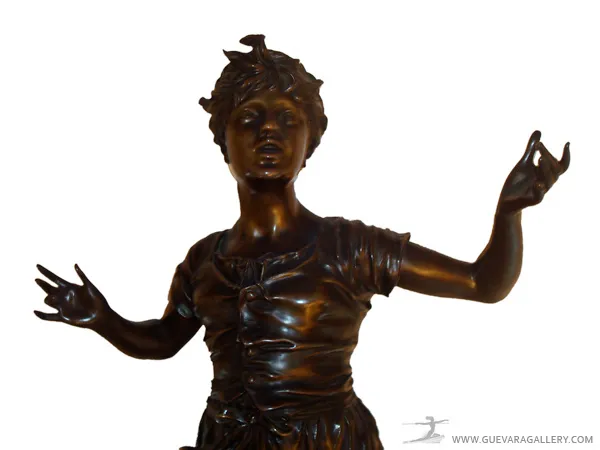 Antique sculpture of a dancing woman K. Sterrer Wien, detailed and expressive.