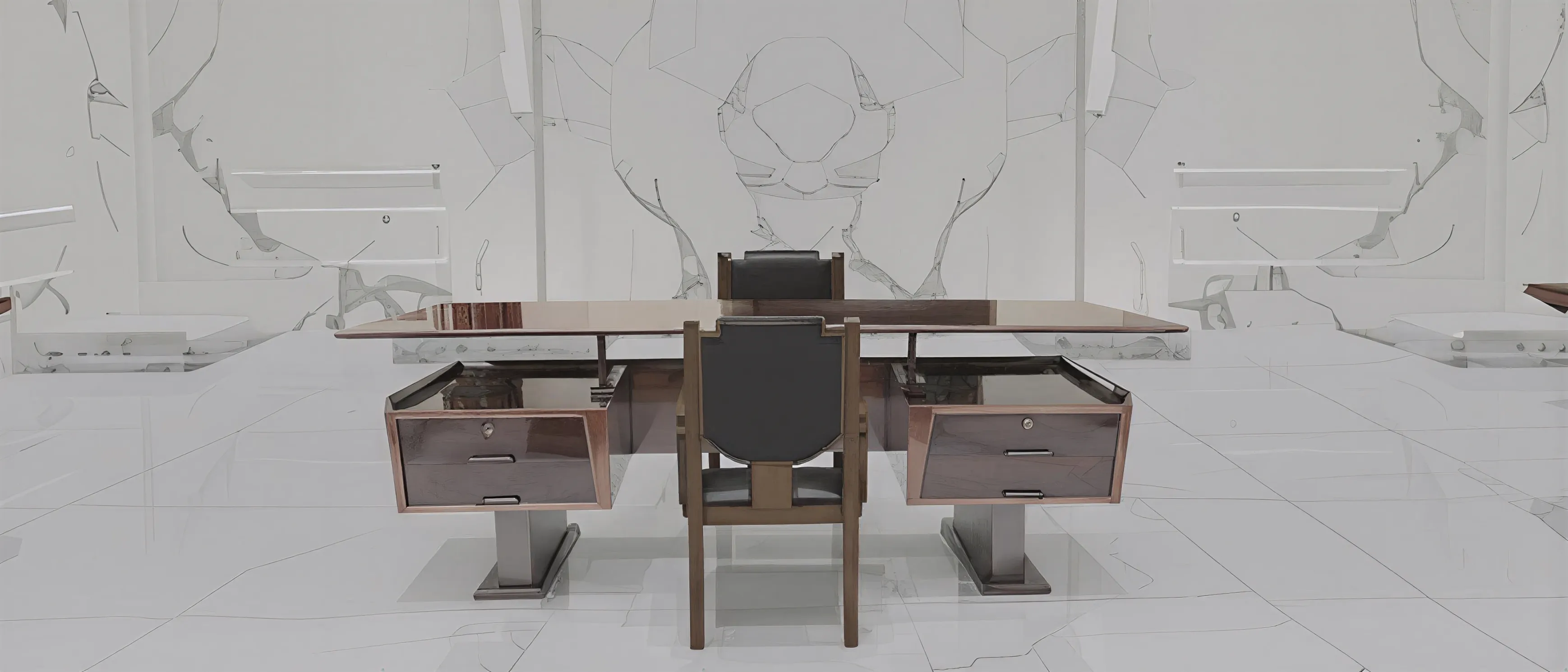 서랍과 의자가 있는 앤티크 책상, 현대적인 환경