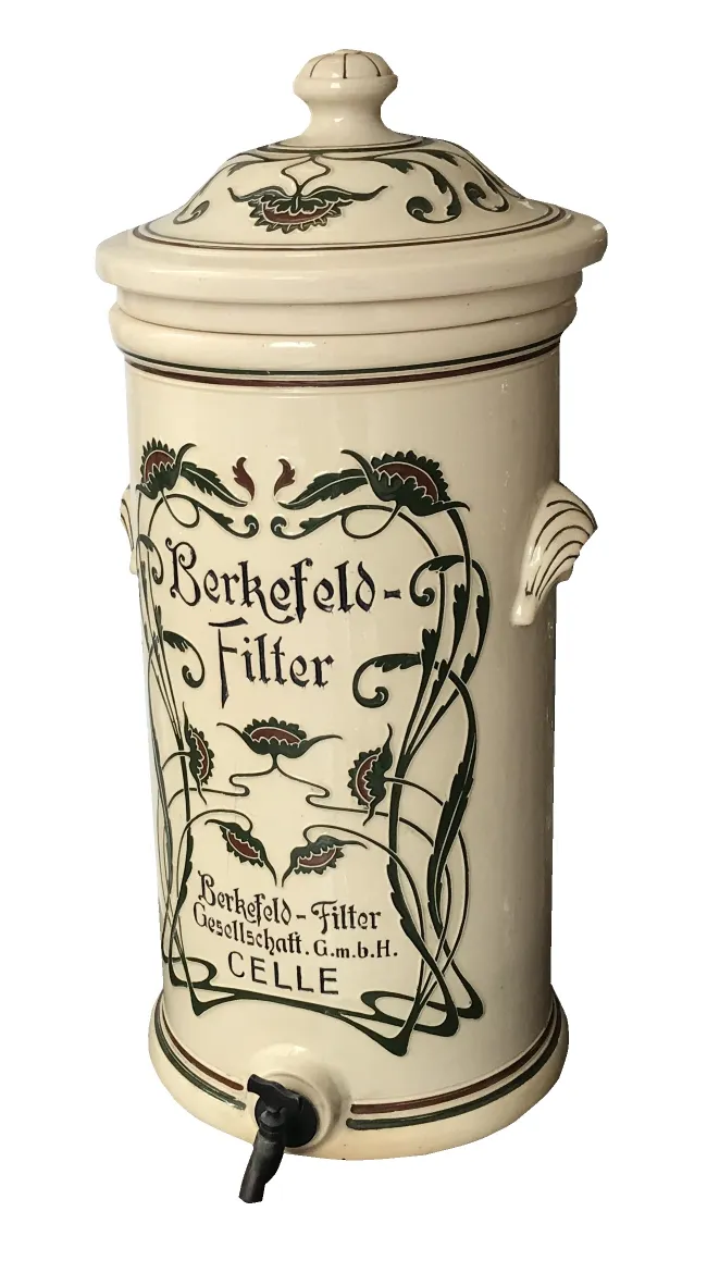 vintage ceramic with soft floral motifs and a faucet