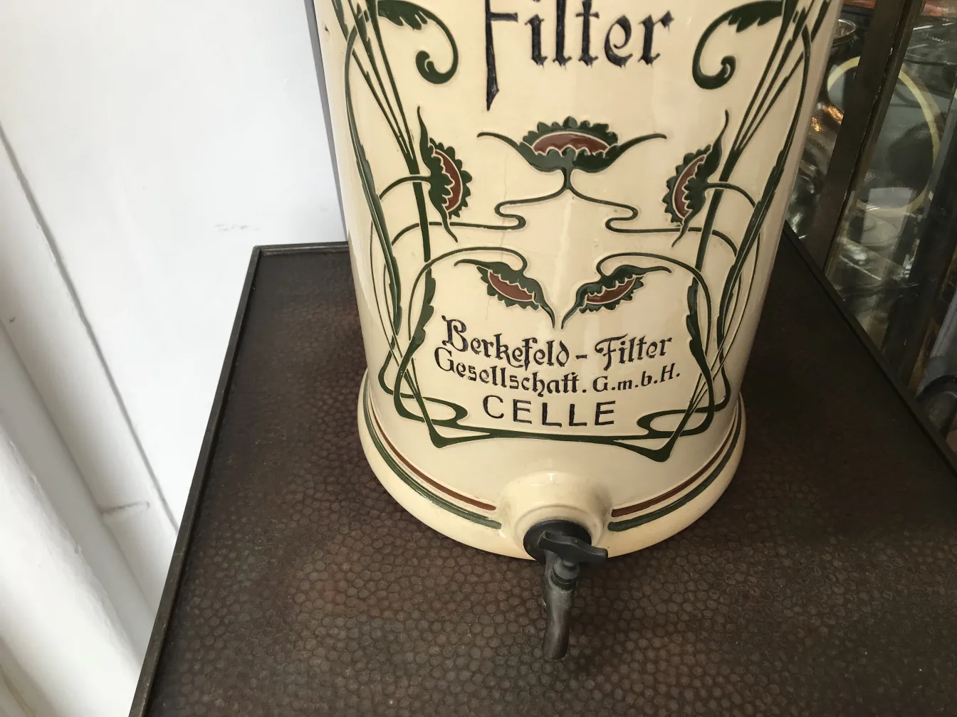 Antique decorative ceramic with floral design, filter