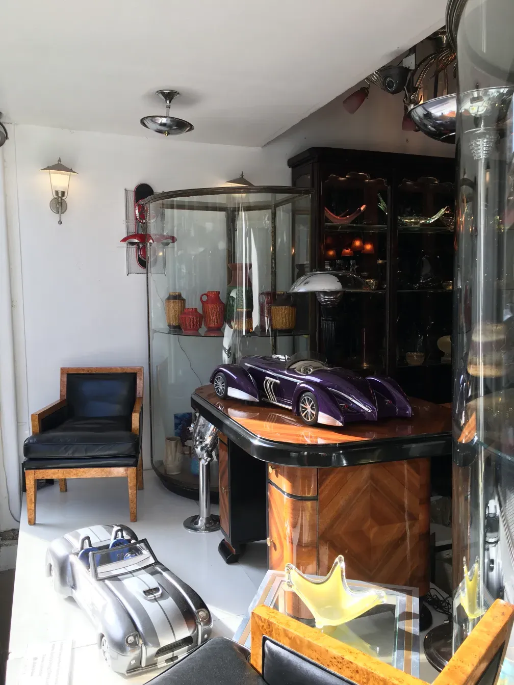 Antique desk featuring unique design details in a cozy environment.