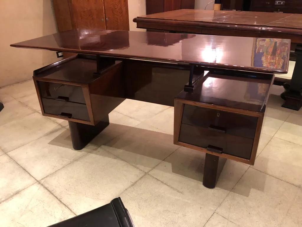 antique desk with wide top and drawers