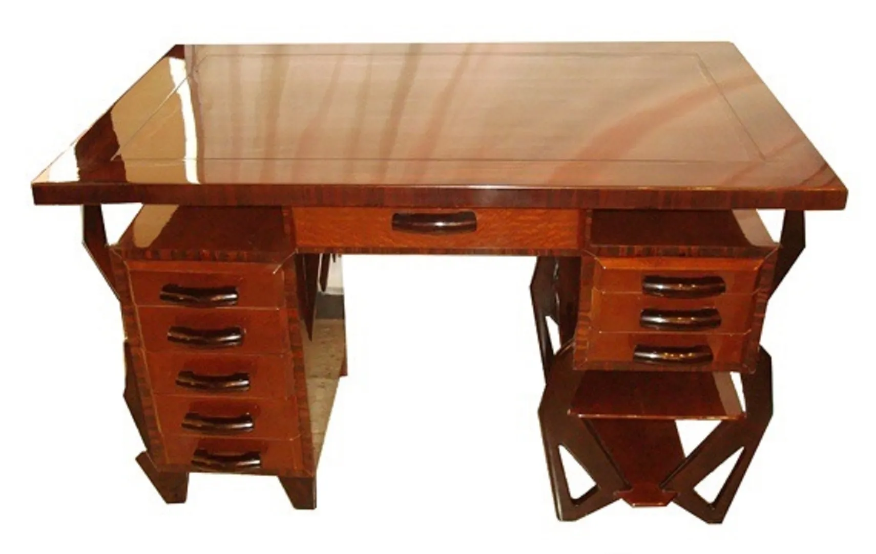 antique desk with a glossy finish and stylish drawers