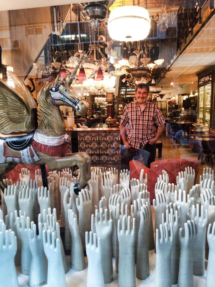 Antique ceramic hands, decorative background