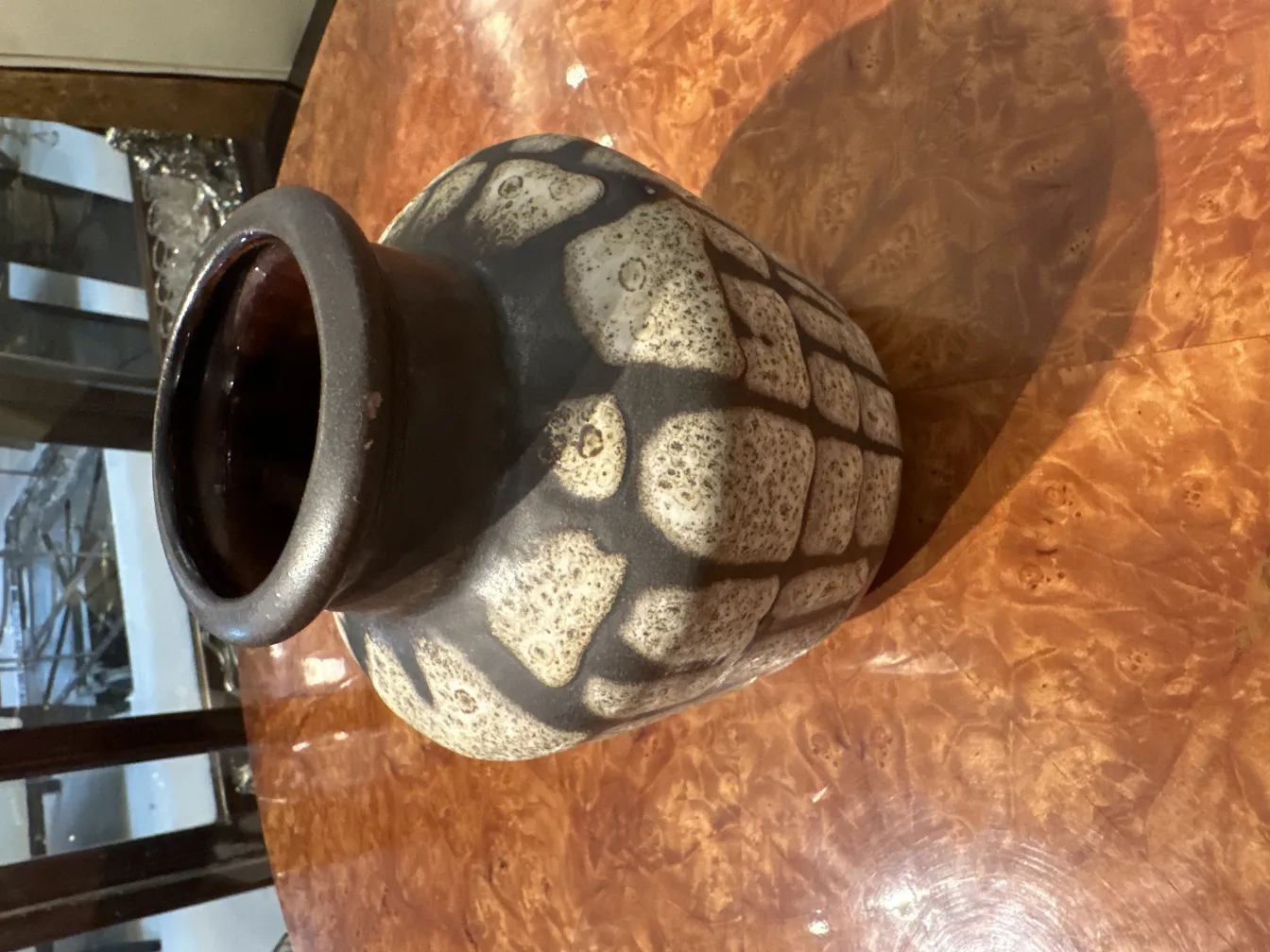 Antique ceramic vase with textured design