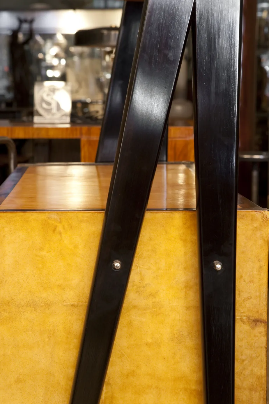 Antique desk with a unique design, adorned with classic elements and striking style.