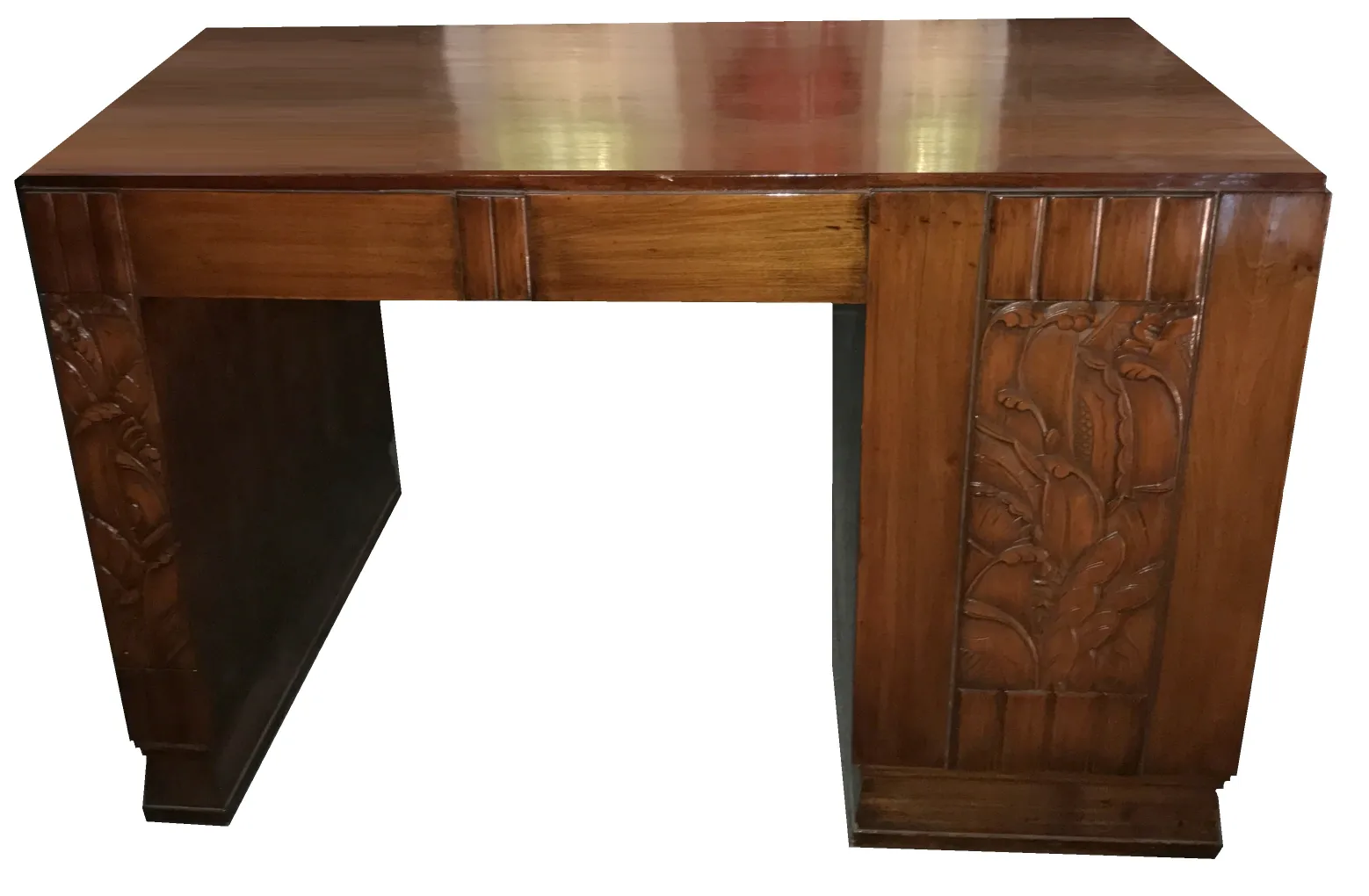Antique wooden desk with hand-carved details